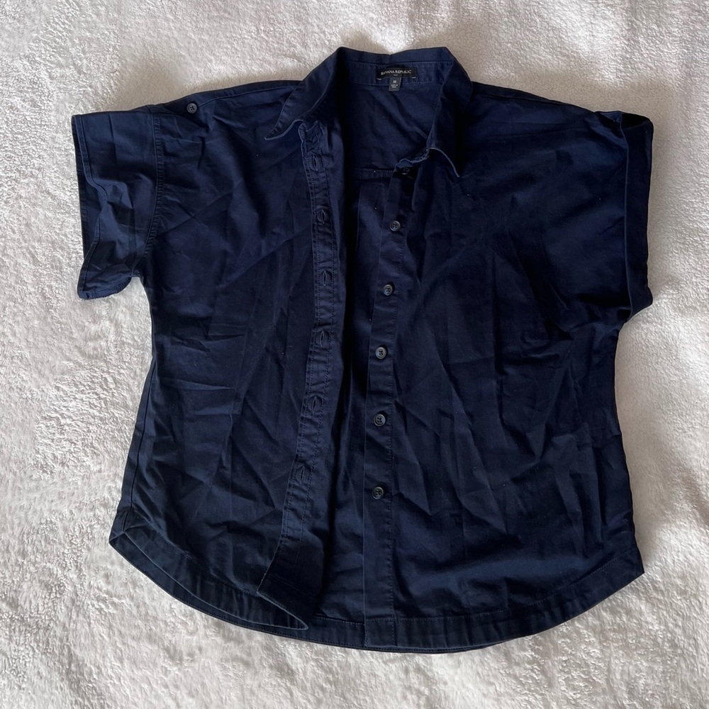 Banana Republic Dark Blue Short Sleeve Button Down